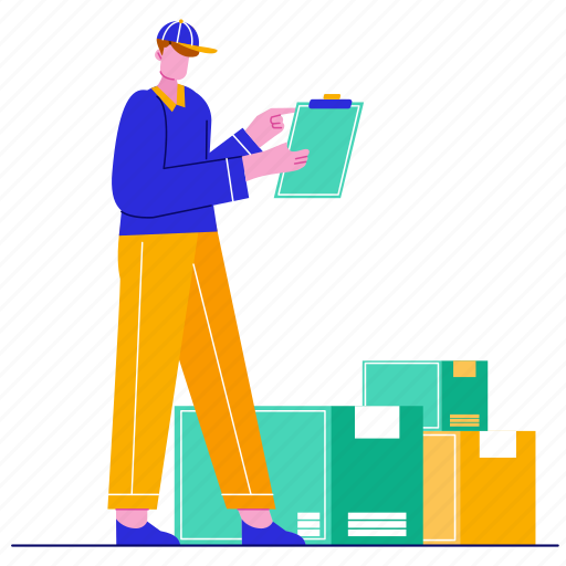 Delivery, data, service, worker, courier, parcel, shipping illustration - Download on Iconfinder