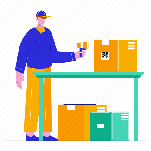 Delivery, shipping, service, check, barcode, package, box illustration - Download on Iconfinder