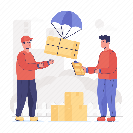 Air balloon, air delivery, balloon delivery, inventory, goods transport illustration - Download on Iconfinder