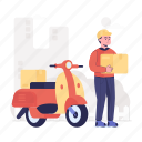 scooter delivery, shipping service, parcel delivery, motorcycle delivery, delivery boy