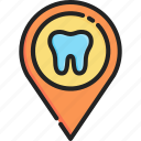 clinic, dentist, location, pin, point, sign, tooth