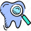find, glass, magnifier, magnifying glass, search, teeth, zoom icon 