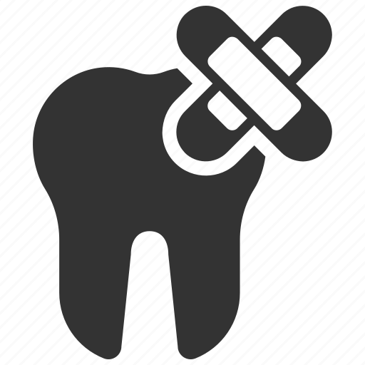 Bandaged tooth, tooth with plaster, aid, bandage, injury icon - Download on Iconfinder