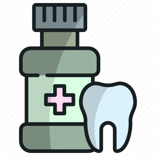 Dentist, hygiene, mouthwash, bottle, fresh, tooth icon - Download on Iconfinder