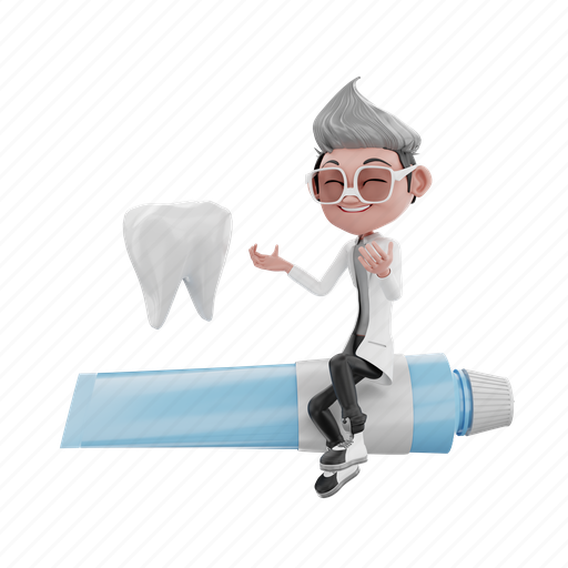 Character, doctor, cartoon, dentist, hygiene, render, tooth 3D illustration - Download on Iconfinder