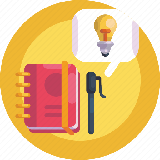 Design ideas, creative ideas, notebook, pen, ideas, bulb icon - Download on Iconfinder