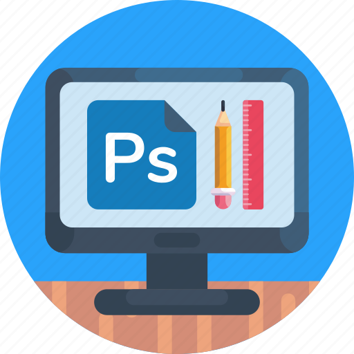 Adobe photoshop, pencil, pc, ruler icon - Download on Iconfinder