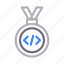 badge, coding, development, medal, programming 
