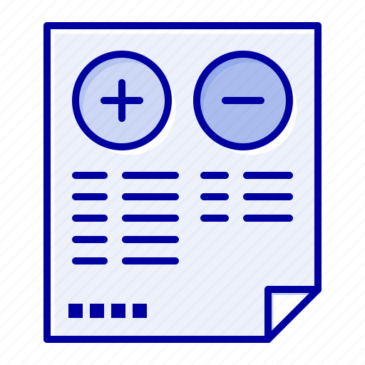 Cons, document, minus, plus, pros icon - Download on Iconfinder