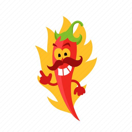 Pepper, burns, flam, mustache, chili, spicy icon - Download on Iconfinder