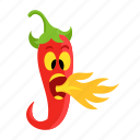 pepper, chili, spicy, character, burns, flam 