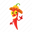 pepper, chili, spicy, sombrero, character 