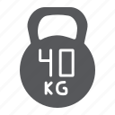 forty, gym, kettlebell, kilo, sport, weight