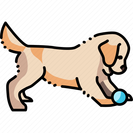 Golden, retriever, puppy, playing, ball icon - Download on Iconfinder