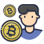 user, bitcoin, man 