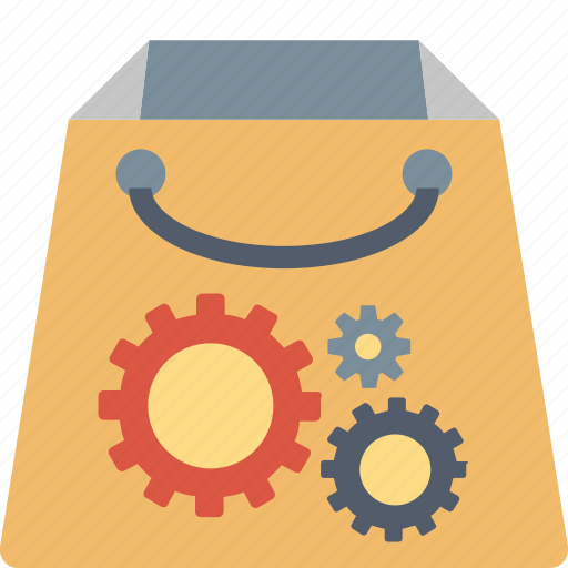 Marketing, solutions, bag, buy, gears, shopping, technology icon - Download on Iconfinder