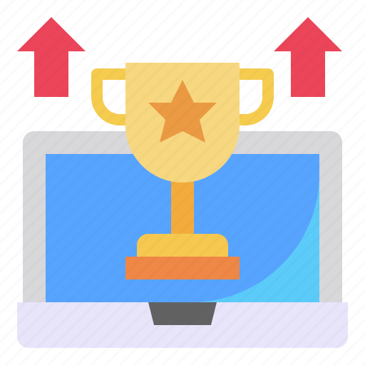 Arrow, laptop, trophy, up icon - Download on Iconfinder