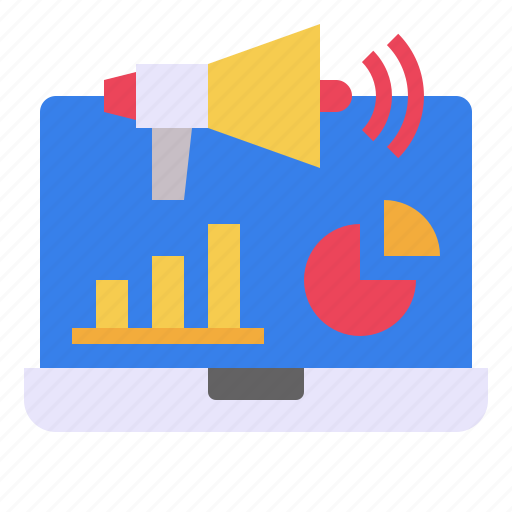 Computer, graph, growth, megaphone icon - Download on Iconfinder