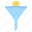 sale funnel, filter, coin, conversion 