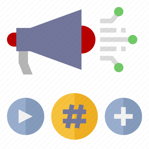 Advertising, hashtag, multimedia marketing, social media marketing, announcement icon - Download on Iconfinder