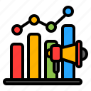analysis, graph, chart, bar, statistics, marketing, megaphone