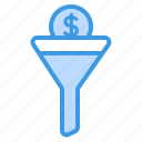 sales, funnel, filter, finance, coin, money, currency