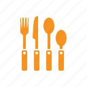 flatware set, fork, knife, spoon 
