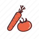 carrot, dinner, food, tomato, vegetables, vegetarian food 