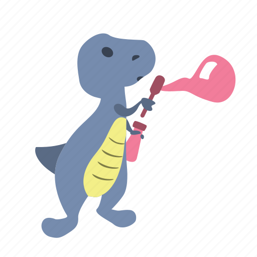 Blow, bubbles, character, cute, dino, dinosaur, fun icon - Download on Iconfinder