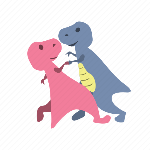 Couple, cute, dance, dino, dinosaurs, together icon - Download on Iconfinder
