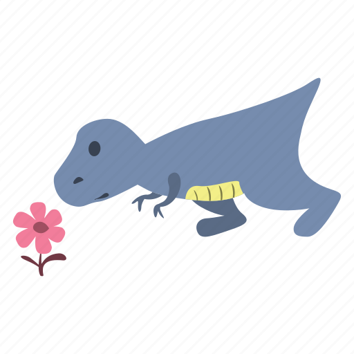 Curious, cute, dino, dinosaur, flower, smell icon - Download on Iconfinder