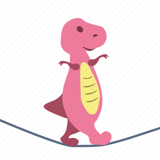 Dino, dinosaur, girl, rope, slackline, walk icon - Download on Iconfinder