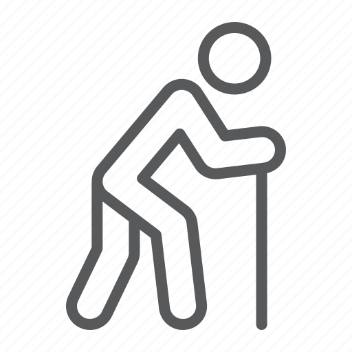 Stick, man, pensioner, old, disability, cane, walnking icon - Download on Iconfinder