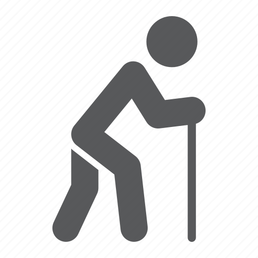 Pensioner, stick, man, walnking, old, disability, cane icon - Download on Iconfinder