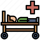 bed, emergency, patient, transportation, wheels 