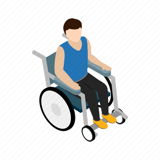 Disability, disabled, isometric, man, medical, person, wheelchair icon - Download on Iconfinder