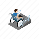 disabled, isometric, man, medical, person, ramp, wheelchair