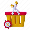 3d icon, shop bag, cart, shopping, buy, sale, discount, ecommerce, offer 
