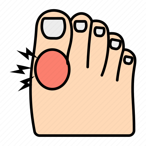Toe injured, toe pain, fractured toe, foot injury, stub toe icon - Download on Iconfinder