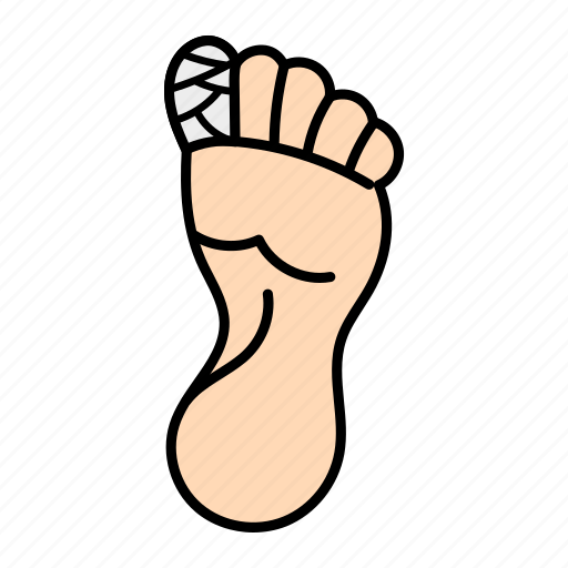 Toe injured, bandage, toe pain, fractured toe, foot injury, big toe, plaster icon - Download on Iconfinder