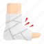 foot injury, foot pain, sprain, foot fracture, hurt foot, bandage, plaster 