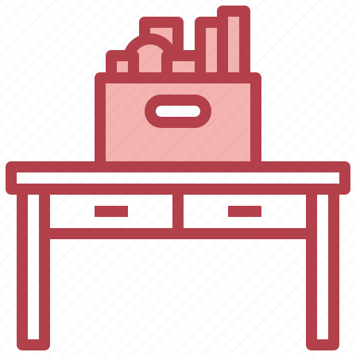 Workplace, home, office, desk, box, belongings icon - Download on Iconfinder