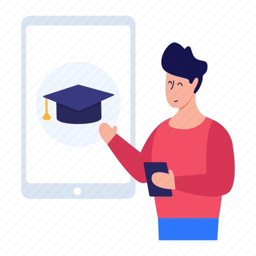 Study apps, education apps, learning apps, online graduation, mobile education illustration - Download on Iconfinder