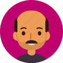 man, avatar, face, male, indian, bald, mustache