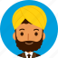 man, avatar, face, male, turban, beard, sikh 