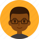 man, avatar, face, male, black, glasses, person