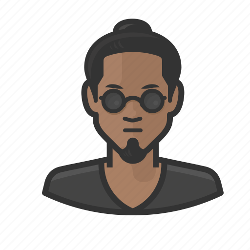 Asian, beatnik, glasses, goatee, manbun icon - Download on Iconfinder