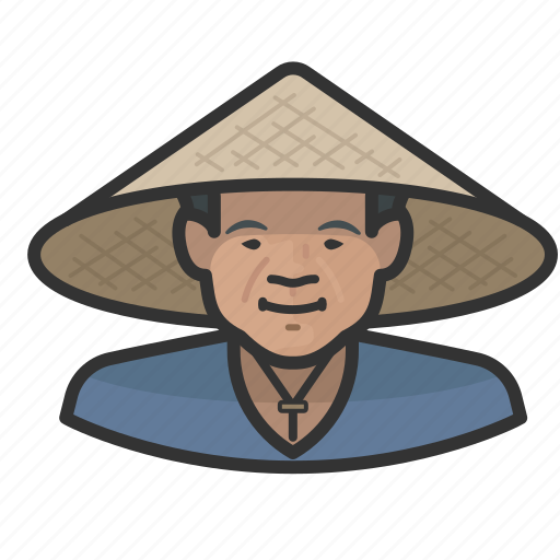 Asian, cone, farmer, hat, man icon - Download on Iconfinder