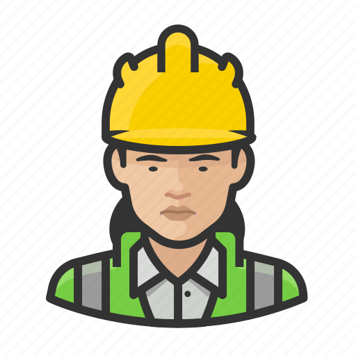 Asian, avatar, construction, hardhat, user, woman icon - Download on Iconfinder
