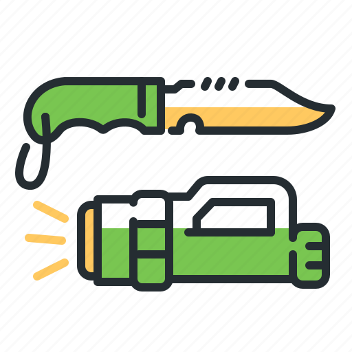 Diving, equipment, flashlight, knife icon - Download on Iconfinder